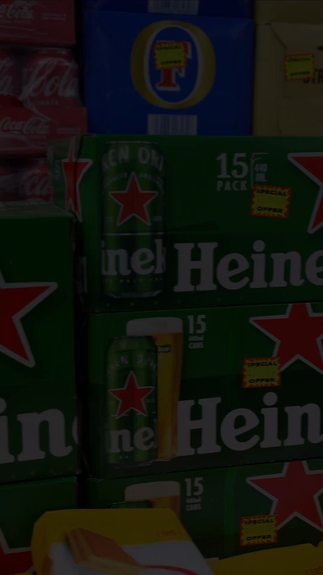 The off licence aisle at Mega Food Centre